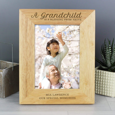 Personalised Memento Wooden Personalised 'A Grandchild is a Blessing' 5x7 Wooden Photo Frame