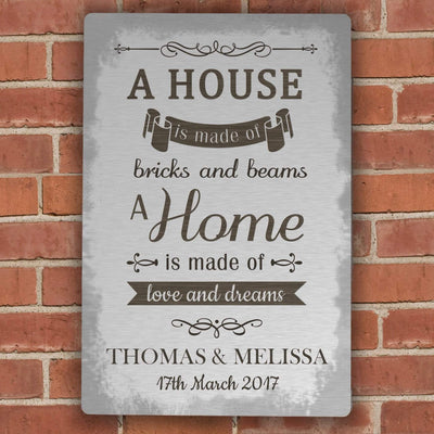 Personalised Memento Hanging Decorations & Signs Personalised 'A House Is Made Of...' Metal Sign