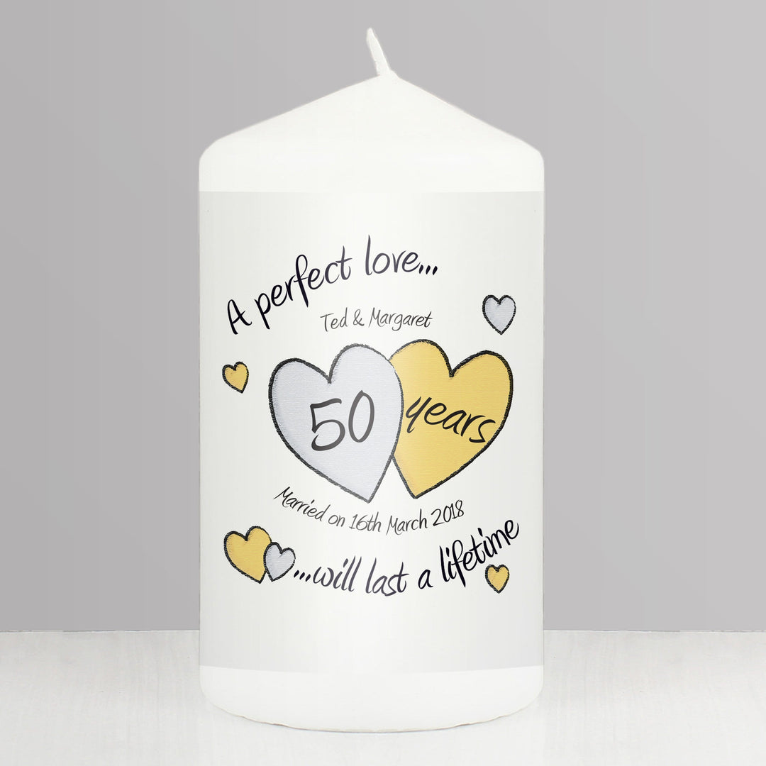 Personalised Memento Candles &amp; Reed Diffusers Personalised A Perfect Love Golden Anniversary Candle