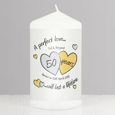 Personalised Memento Candles & Reed Diffusers Personalised A Perfect Love Golden Anniversary Candle