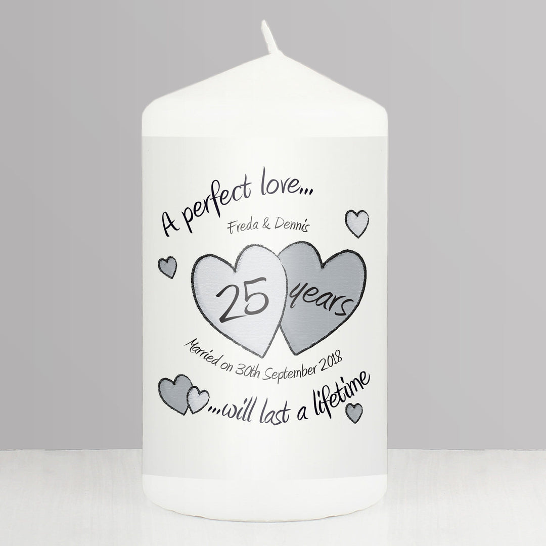 Personalised Memento Candles &amp; Reed Diffusers Personalised A Perfect Love Silver Anniversary Candle