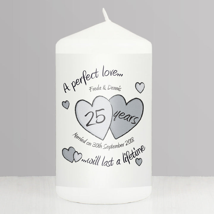 Personalised Memento Candles &amp; Reed Diffusers Personalised A Perfect Love Silver Anniversary Candle