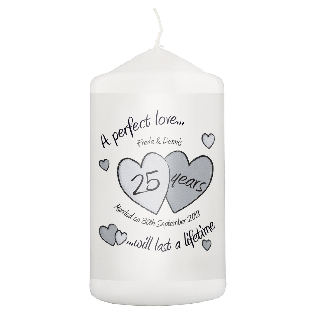 Personalised Memento Candles &amp; Reed Diffusers Personalised A Perfect Love Silver Anniversary Candle