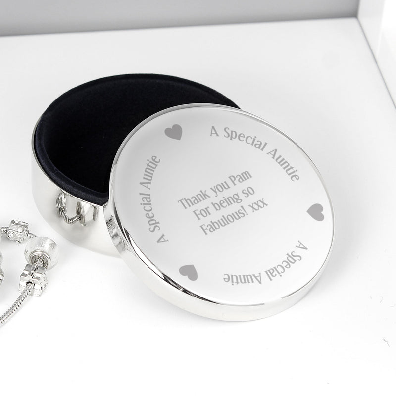 Personalised Memento Personalised A Special Auntie Round Trinket Box