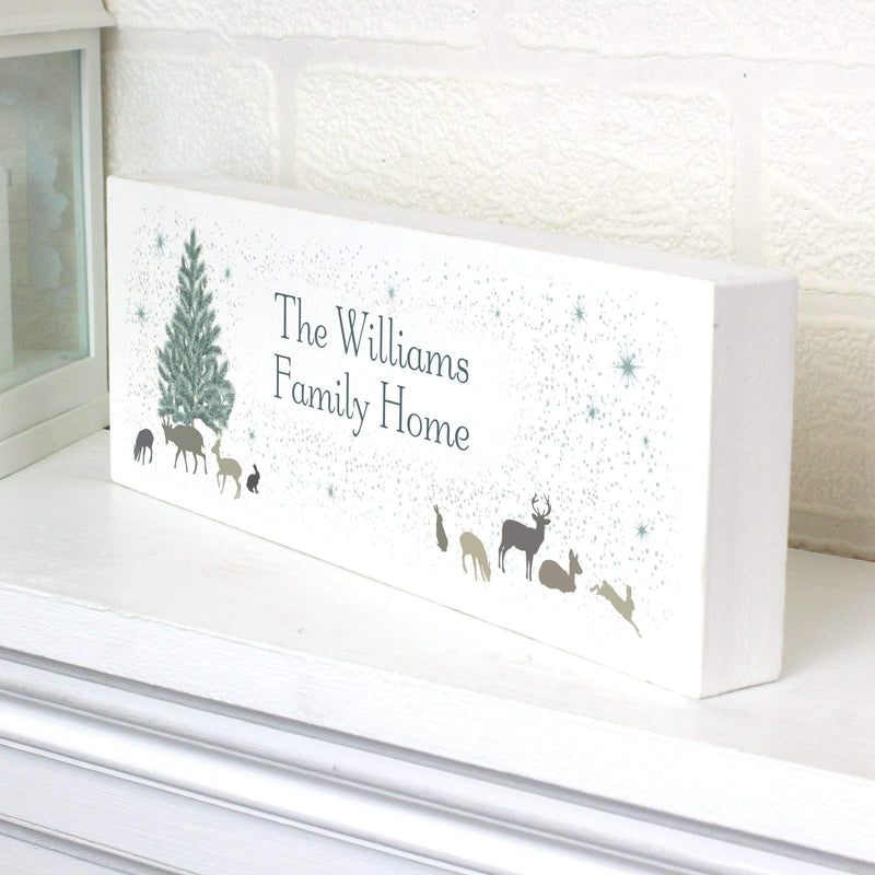 Personalised Memento Hanging Decorations & Signs Personalised A Winters Night Wooden Block Sign