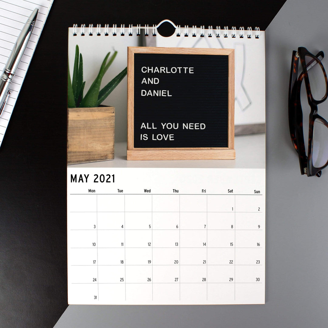Personalised Memento Stationery &amp; Pens Personalised A4 Couple You And Me Calendar