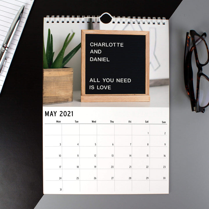 Personalised Memento Stationery &amp; Pens Personalised A4 Couple You And Me Calendar