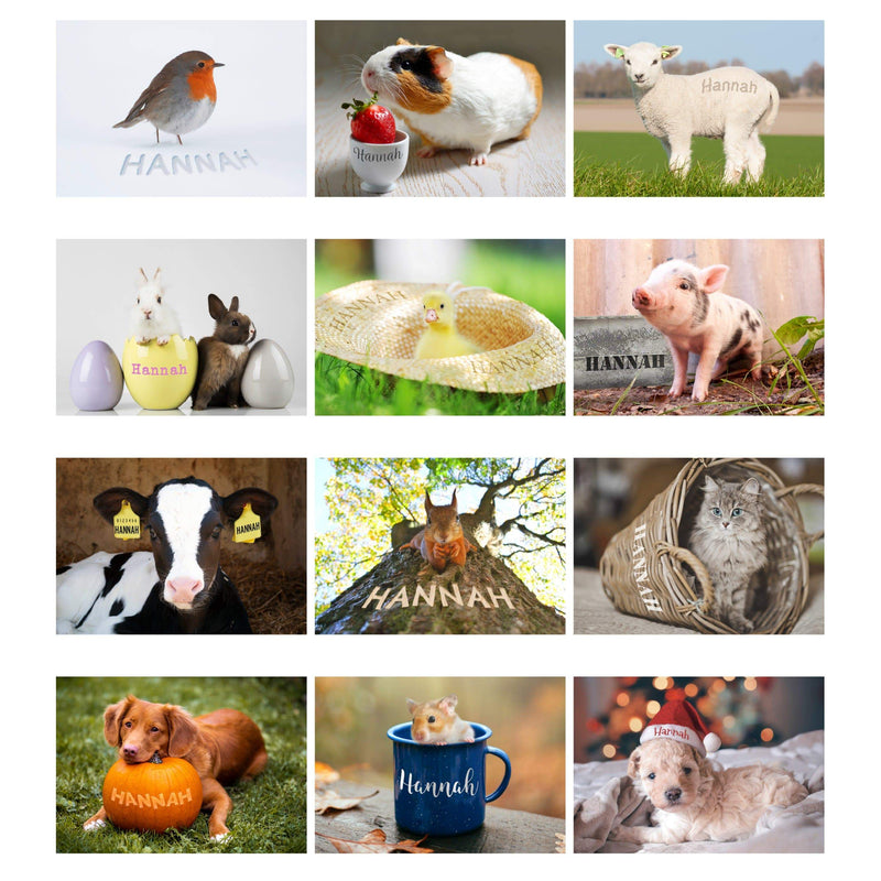Personalised Memento Stationery & Pens Personalised A4 Cute Animals Calendar