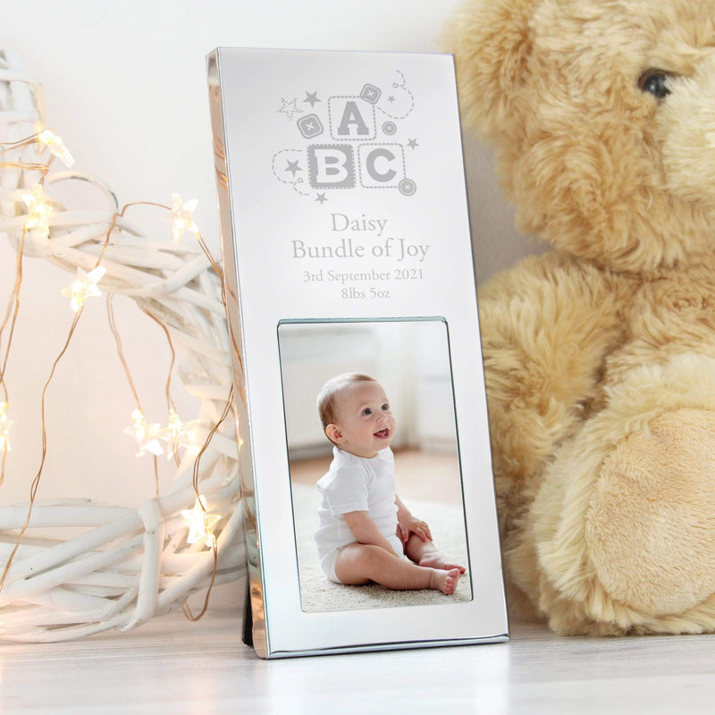 Personalised Memento Photo Frames, Albums and Guestbooks Personalised ABC Small 2x3 Silver Photo Frame