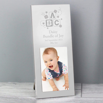 Personalised Memento Photo Frames, Albums and Guestbooks Personalised ABC Small 2x3 Silver Photo Frame