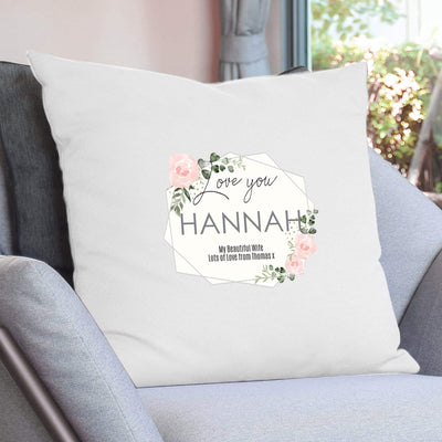 Personalised Memento Textiles Personalised Abstract Rose Cream Cushion Cover