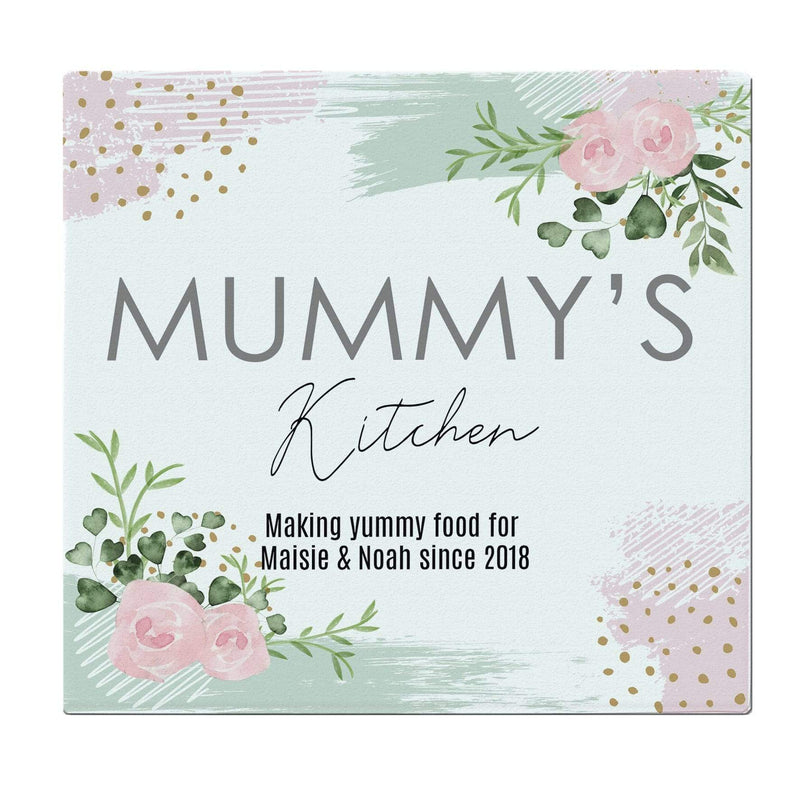 Personalised Memento Kitchen, Baking & Dining Gifts Personalised Abstract Rose Glass Chopping Board/Worktop Saver