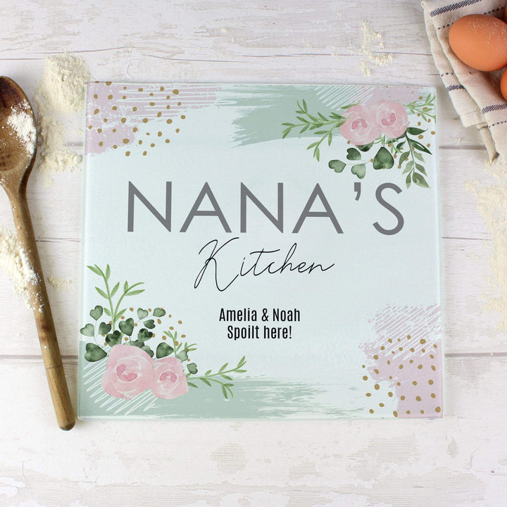 Personalised Memento Kitchen, Baking &amp; Dining Gifts Personalised Abstract Rose Glass Chopping Board/Worktop Saver