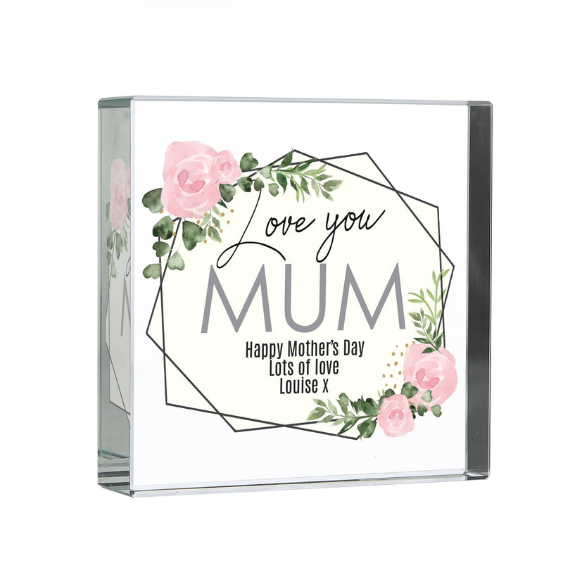 Personalised Memento Ornaments Personalised Abstract Rose Large Crystal Token