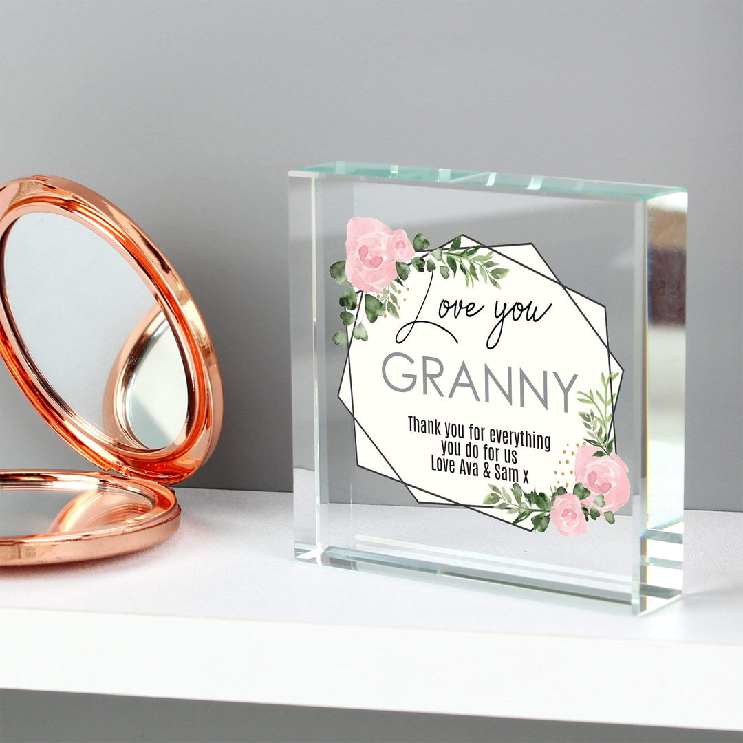 Personalised Memento Ornaments Personalised Abstract Rose Large Crystal Token