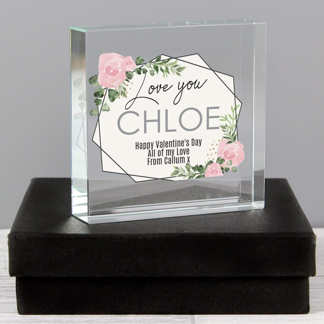 Personalised Memento Ornaments Personalised Abstract Rose Large Crystal Token