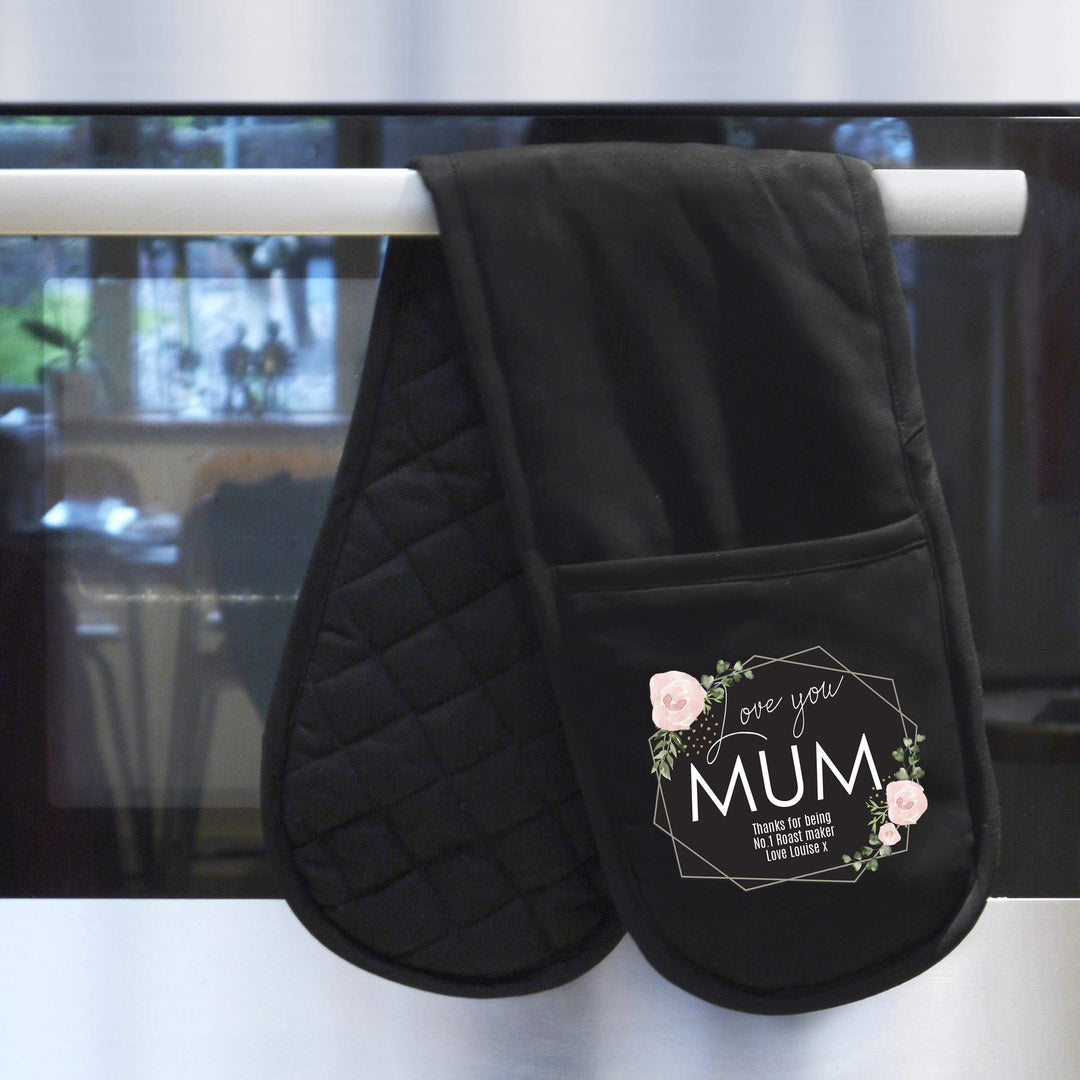 Personalised Memento Personalised Abstract Rose Oven Gloves