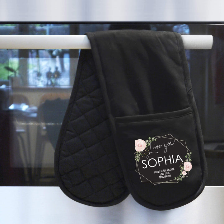 Personalised Memento Personalised Abstract Rose Oven Gloves