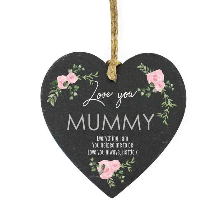 Personalised Memento Hanging Decorations &amp; Signs Personalised Abstract Rose Printed Slate Heart Decoration
