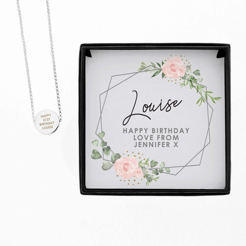 Personalised Memento Personalised Abstract Rose Sentiment Silver Tone Necklace and Box