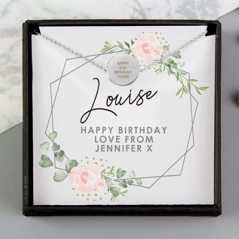 Personalised Memento Personalised Abstract Rose Sentiment Silver Tone Necklace and Box