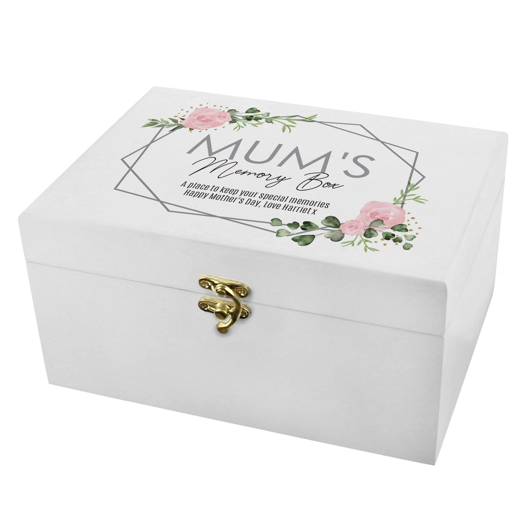 Personalised Memento Trinket, Jewellery &amp; Keepsake Boxes Personalised Abstract Rose White Wooden Keepsake Box