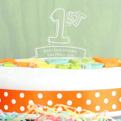 Personalised Memento Kitchen, Baking & Dining Gifts Personalised Acrylic '1st' Celebration Cake Topper