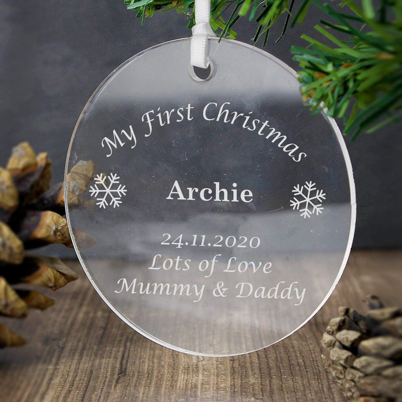Personalised Memento Christmas Decorations Personalised Acrylic Bauble Decoration