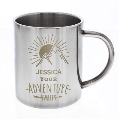 Personalised Memento Mugs Personalised 'Adventure Awaits' Stainless Steel Mug