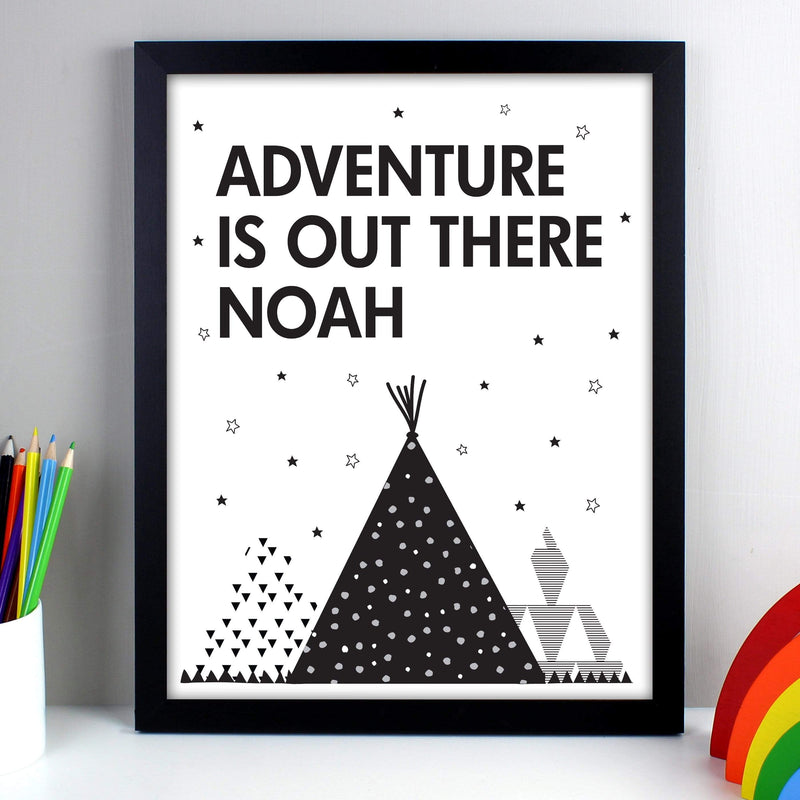 Personalised Memento Framed Prints & Canvases Personalised Adventure Is Out There Black Framed Print
