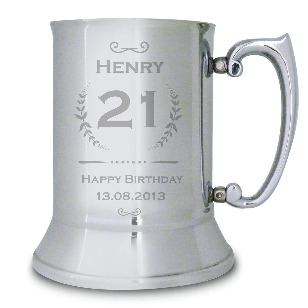 Personalised Memento Glasses &amp; Barware Personalised Age Crest Stainless Steel Tankard
