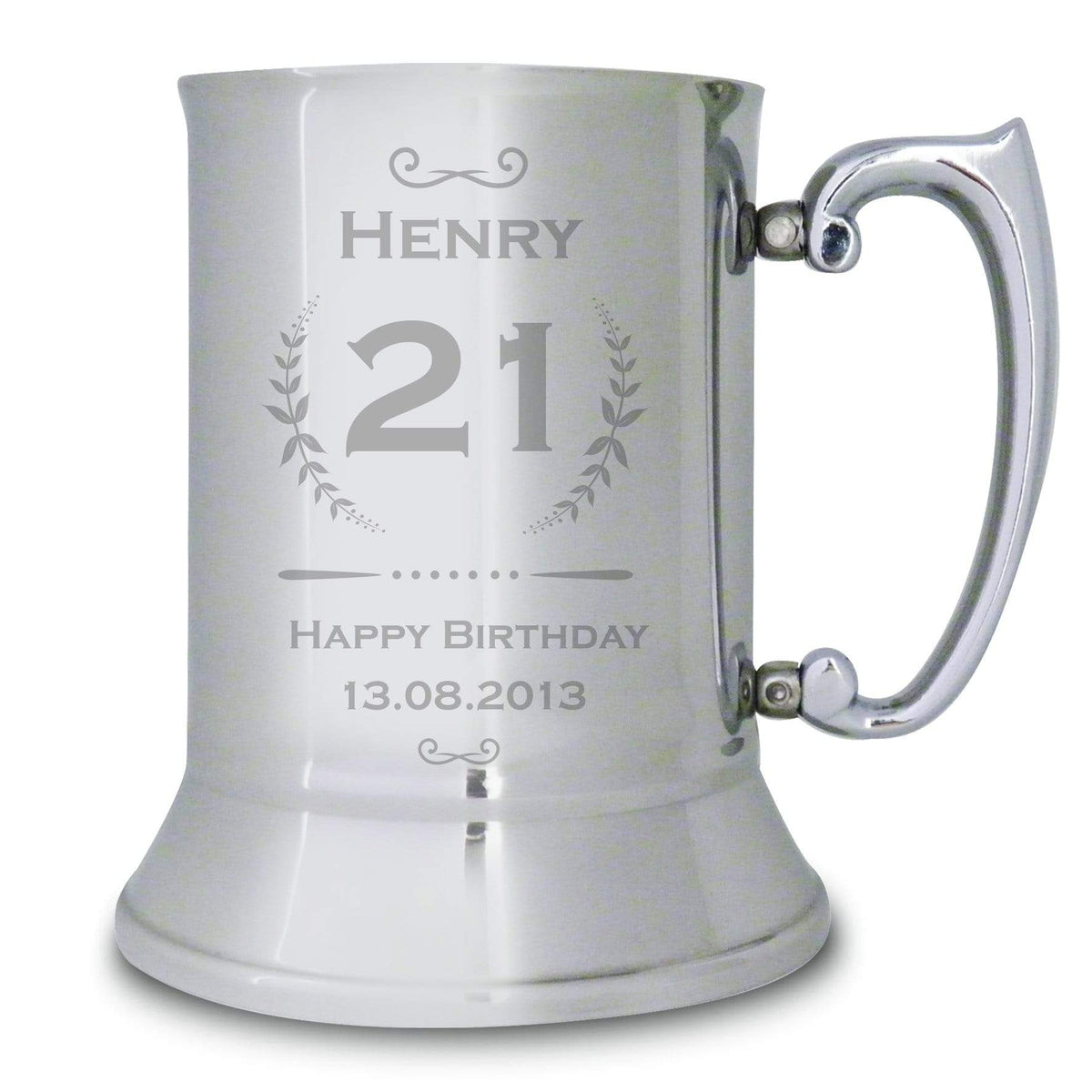 Personalised Memento Glasses & Barware Personalised Age Crest Stainless Steel Tankard