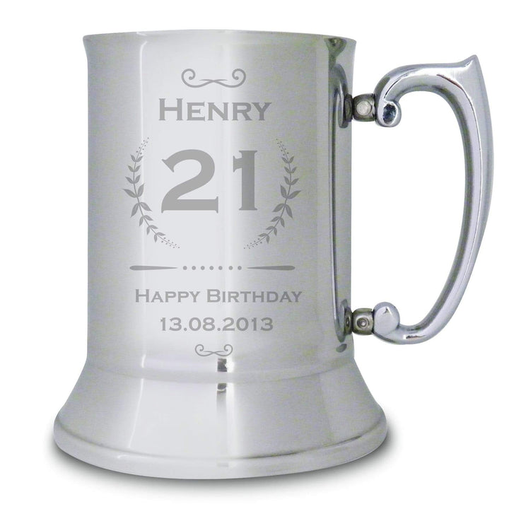 Personalised Memento Glasses &amp; Barware Personalised Age Crest Stainless Steel Tankard