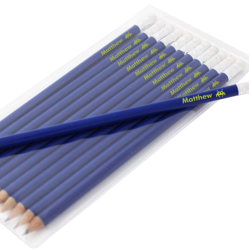 Personalised Memento Stationery & Pens Personalised Alien Motif Blue Pencils