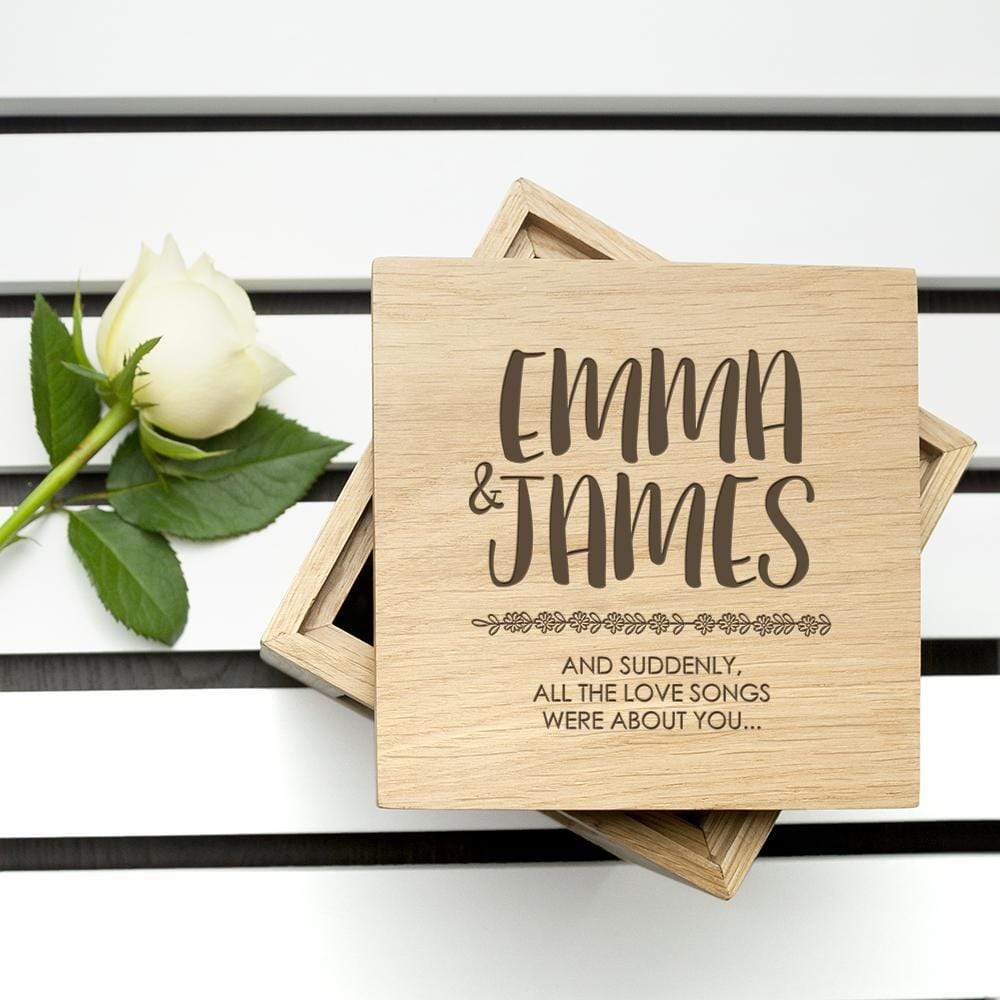 Treat Personalised All About You Oak Photo Cube
