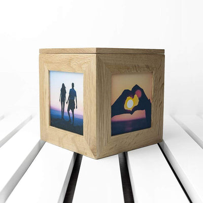 Treat Personalised All About You Oak Photo Cube