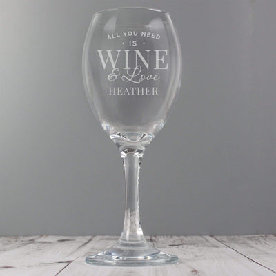 Personalised Memento Glasses & Barware Personalised 'All You Need is Wine' Wine Glass
