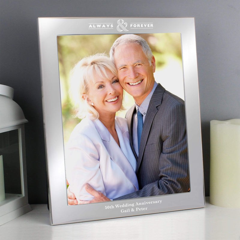 Personalised Memento Photo Frames, Albums and Guestbooks Personalised Always & Forever 8x10 Silver Photo Frame