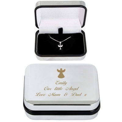 Personalised Memento Trinket, Jewellery & Keepsake Boxes Personalised Angel Necklace & Box