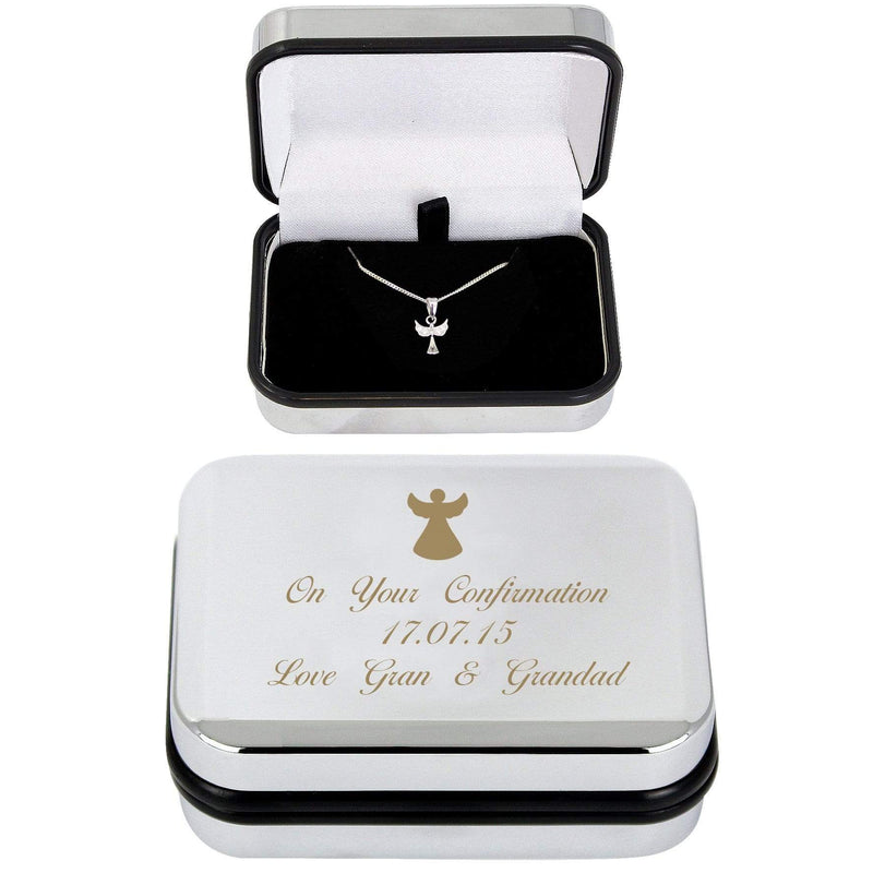 Personalised Memento Trinket, Jewellery & Keepsake Boxes Personalised Angel Necklace & Box