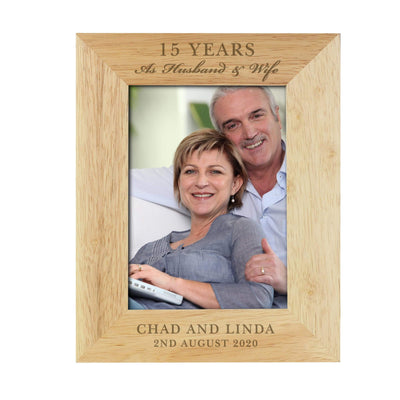 Personalised Memento Photo Frames, Albums and Guestbooks Personalised Anniversary 7x5 Wooden Photo Frame