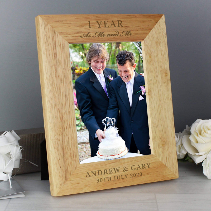 Personalised Memento Photo Frames, Albums and Guestbooks Personalised Anniversary 7x5 Wooden Photo Frame