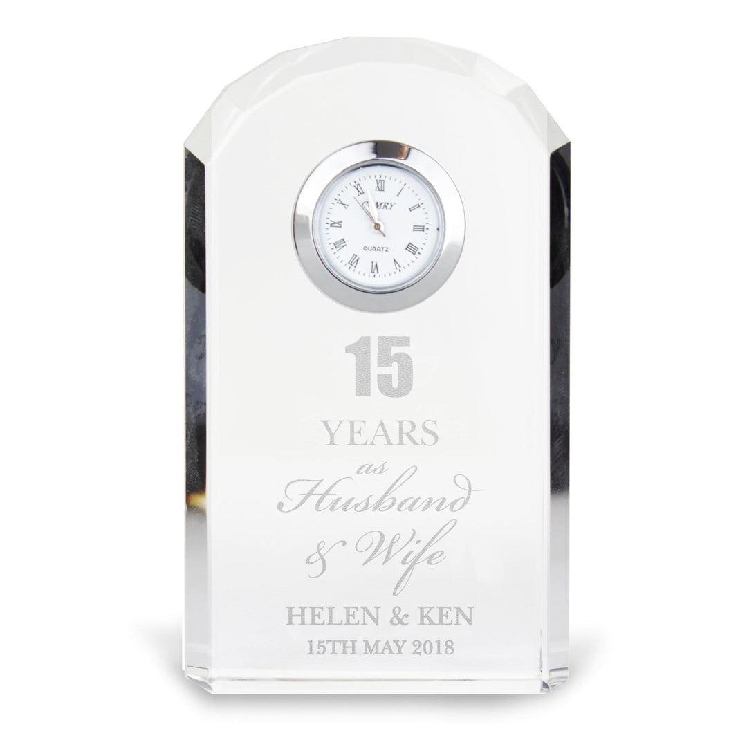 Personalised Memento Clocks &amp; Watches Personalised Anniversary Crystal Clock