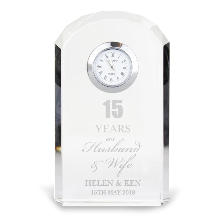 Personalised Memento Clocks &amp; Watches Personalised Anniversary Crystal Clock