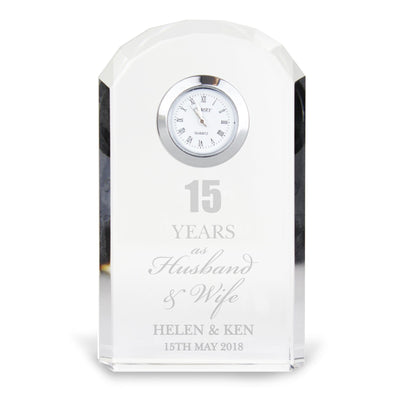 Personalised Memento Clocks & Watches Personalised Anniversary Crystal Clock