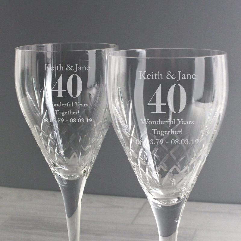 Personalised Memento Glasses & Barware Personalised Anniversary Pair of Crystal Wine Glasses
