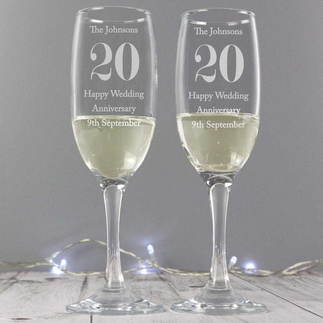 Personalised Memento Glasses &amp; Barware Personalised Anniversary Pair of Flutes with Gift Box