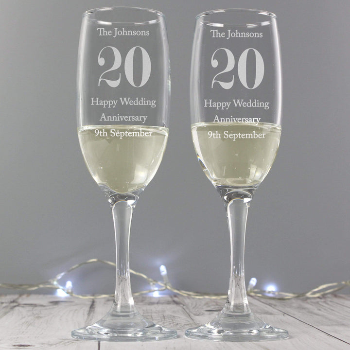 Personalised Memento Glasses &amp; Barware Personalised Anniversary Pair of Flutes with Gift Box