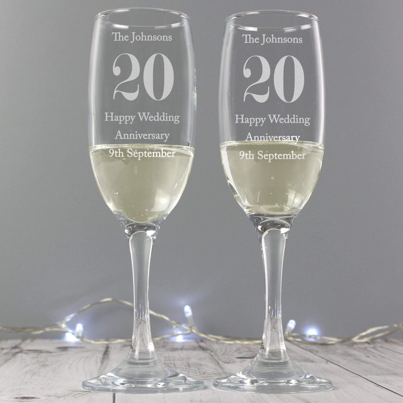 Personalised Memento Glasses & Barware Personalised Anniversary Pair of Flutes with Gift Box