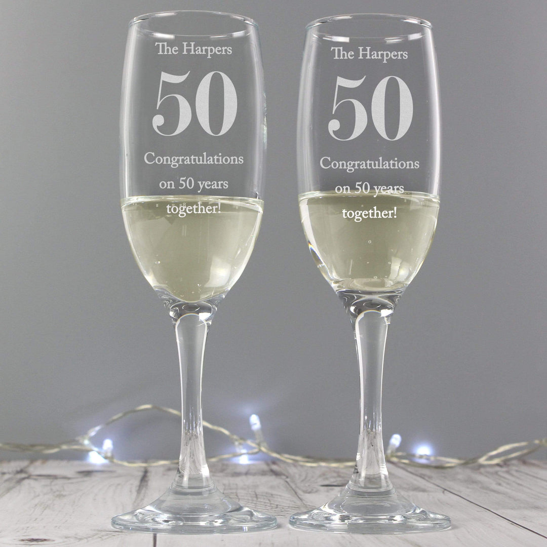 Personalised Memento Glasses &amp; Barware Personalised Anniversary Pair of Flutes with Gift Box